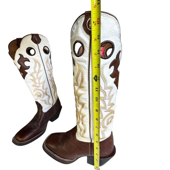 Tony Lama Mustang Buckaroo Wmns 7B Leather Cowgirl Boots RR2007L Square Toe - Picture 4 of 14